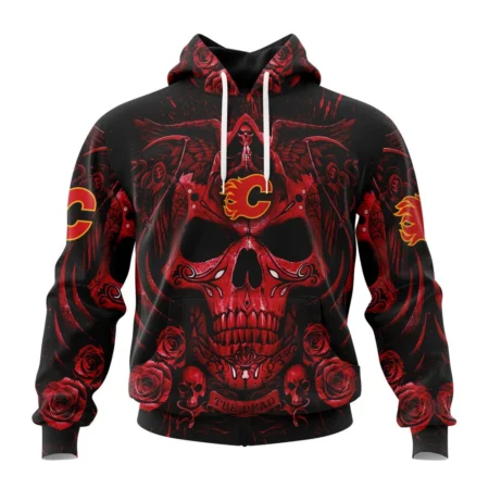 NHL Calgary Flames Special Design With Skull Art,QTNHL080524A3131