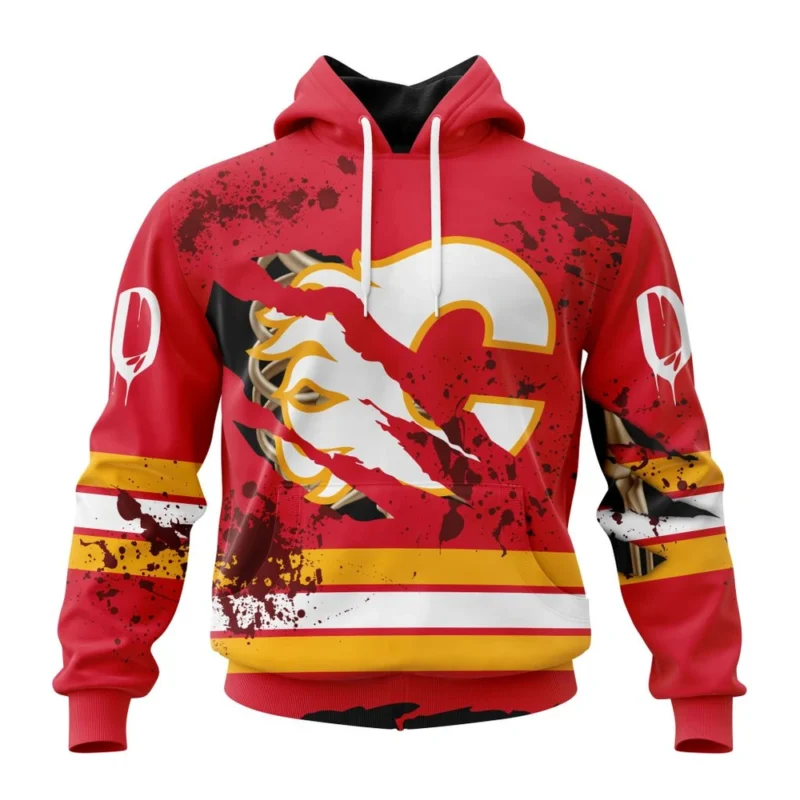 NHL Calgary Flames, Specialized Design Jersey With Your Ribs For Halloween,QTNHL080524A3513