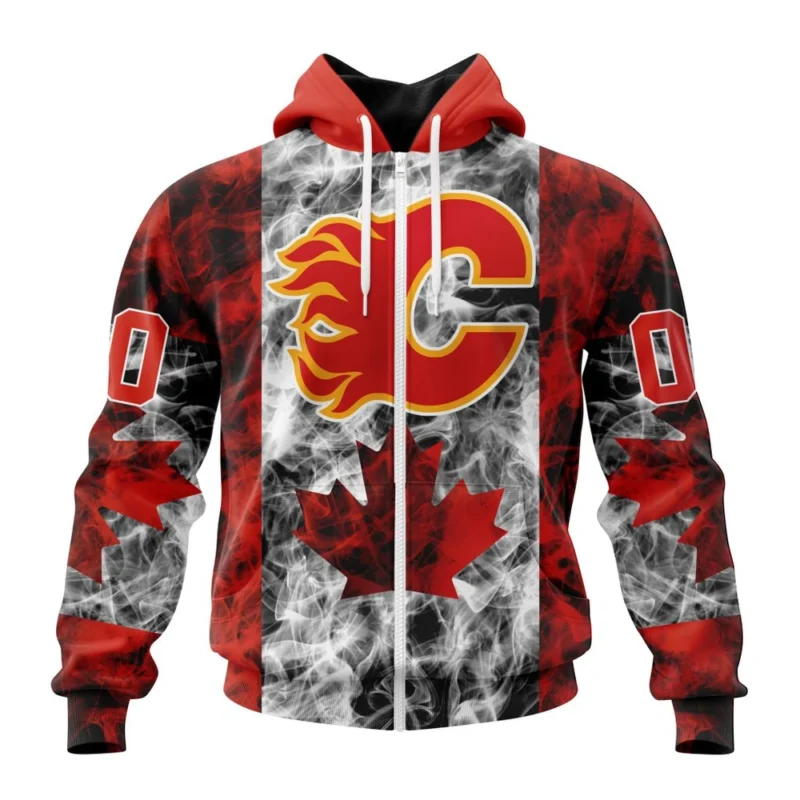 NHL Personalized Name And Number, Calgary Flames Special Design For Canada Day,QTNHL Personalized Name And Number,080524B497