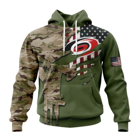 NHL Carolina Hurricanes Special Camo Skull Design,QTNHL080524A1720