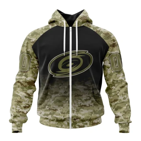 NHL Personalized Name And Number, Carolina Hurricanes Special Camo Design For Veterans Day,QTNHL Personalized Name And Number,080524B1784