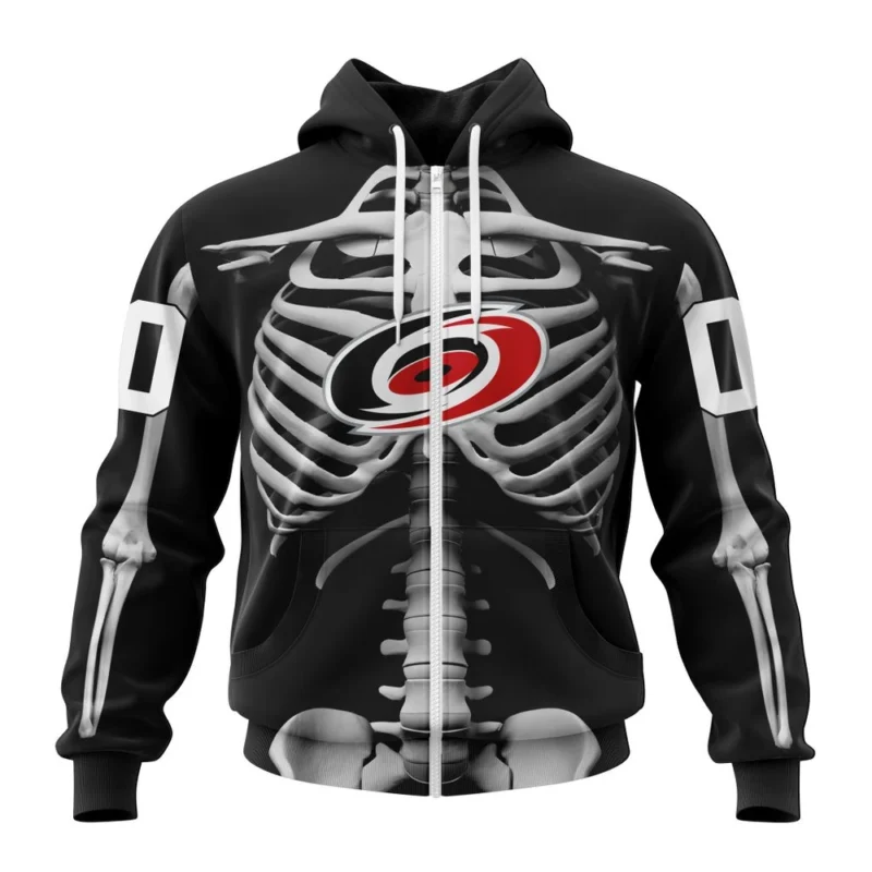 NHL Personalized Name And Number, Carolina Hurricanes Special Skeleton Costume For Halloween,QTNHL Personalized Name And Number,080524B2034