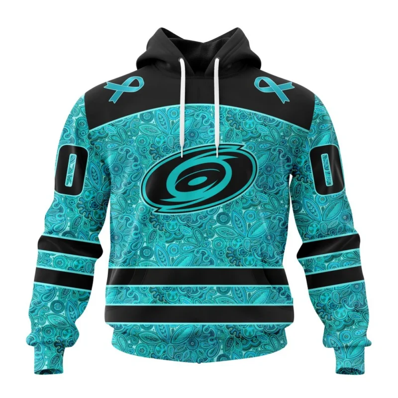 NHL Carolina Hurricanes Special Design Fight Ovarian Cancer,QTNHL080524A2426