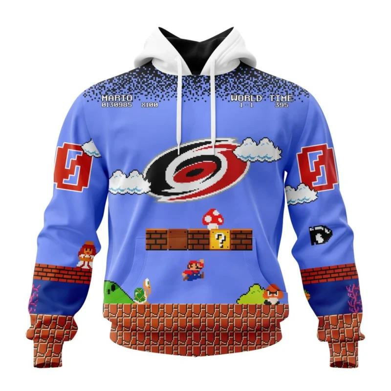 NHL Carolina Hurricanes Special Kits With Super Mario Game Design,QTNHL080524A2453