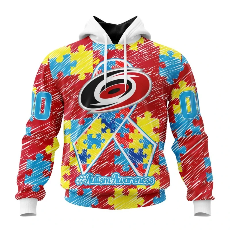 NHL Carolina Hurricanes Special Autism Awareness Design,QTNHL080524A2482