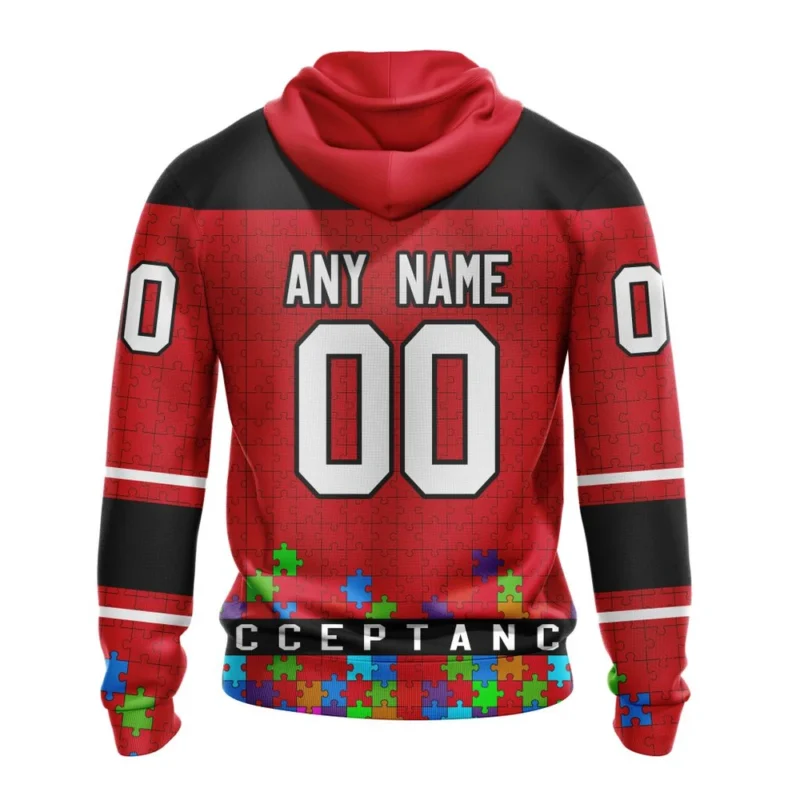 NHL Personalized Name And Number, Carolina Hurricanes, Specialized Unisex Kits Hockey Fights Against Autism,QTNHL Personalized Name And Number,080524B2666