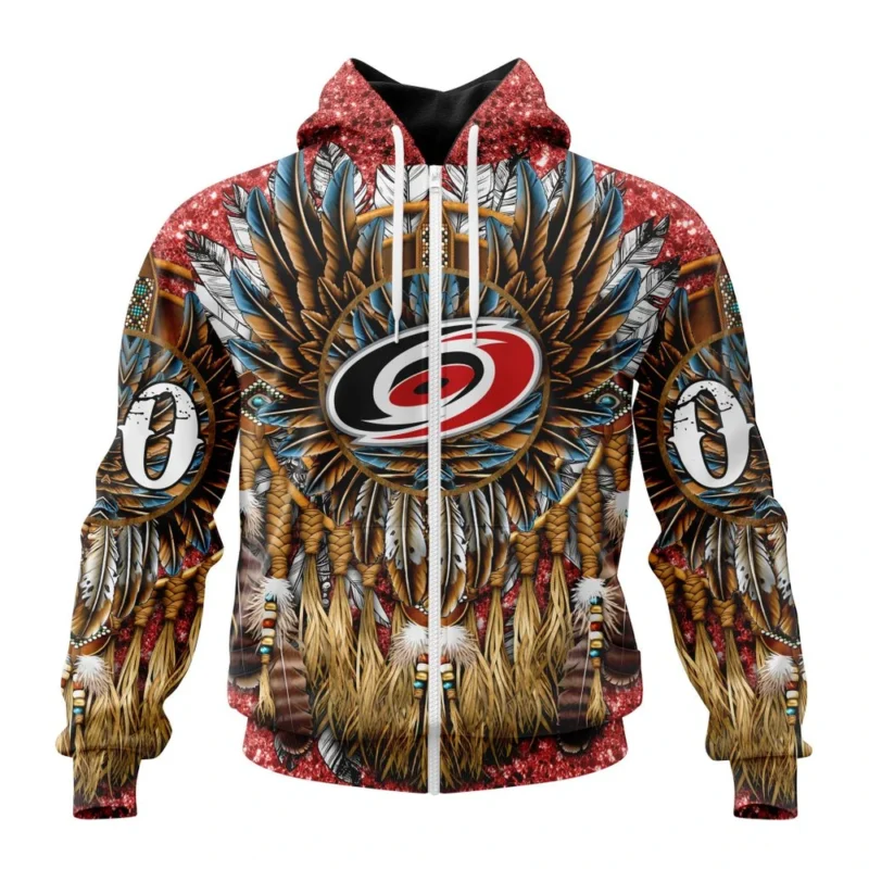 NHL Personalized Name And Number, Carolina Hurricanes Special Native Costume Design,QTNHL Personalized Name And Number,080524B2745