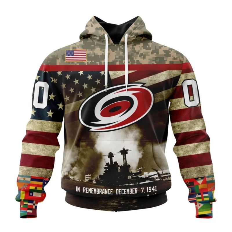 NHL Carolina Hurricanes, Specialized Unisex Kits Remember Pearl Harbor,QTNHL080524A2989