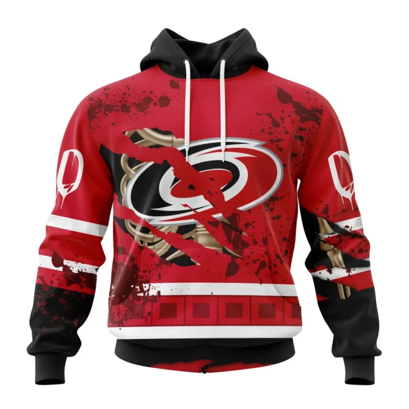 NHL Carolina Hurricanes, Specialized Design Jersey With Your Ribs For Halloween,QTNHL080524A3512