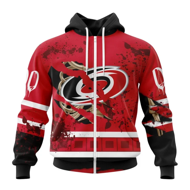 NHL Carolina Hurricanes, Specialized Design Jersey With Your Ribs For Halloween,QTNHL 080524B3512