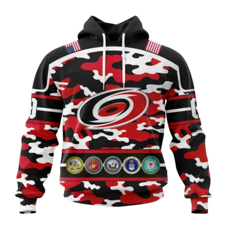 NHL Carolina Hurricanes, Specialized Design Wih Camo Team Color And Military Force Logo,QTNHL080524A3542