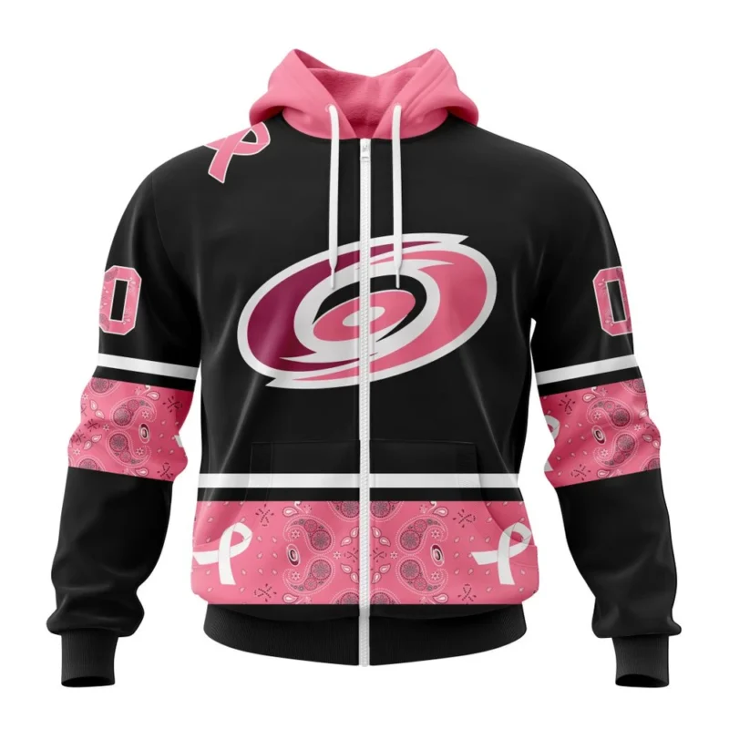 NHL Carolina Hurricanes, Specialized Design In Classic Style With Paisley, In October We Wear Pink Breast Cancer,QTNHL 080524B3598