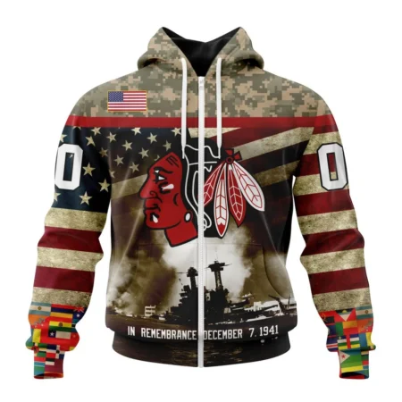 NHL Chicago Blackhawks, Specialized Unisex Kits Remember Pearl Harbor,QTNHL 080524B2990