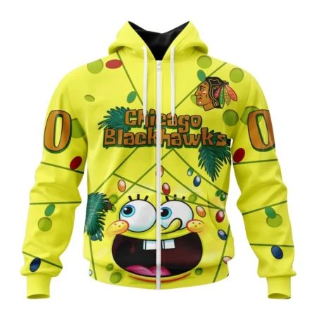 Chicago Blackhawks, Specialized Jersey With Spongebob ,QTNHL 080524B3272