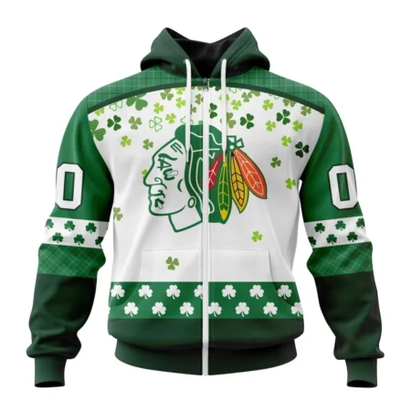 NHL Personalized Name And Number, Chicago Blackhawks Special Design For St. Patrick Day,QTNHL Personalized Name And Number,080524B1256