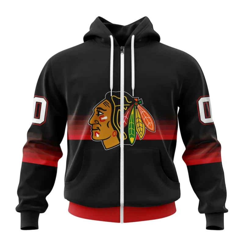 NHL Personalized Name And Number, Chicago Blackhawks Special Black And Gradient Design,QTNHL Personalized Name And Number,080524B1418