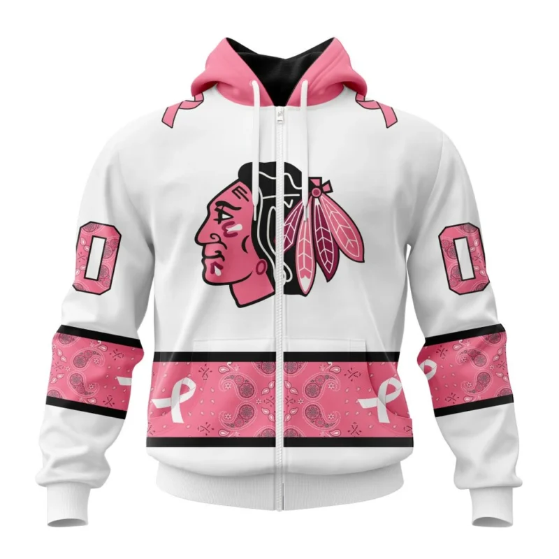 NHL Personalized Name And Number, Chicago Blackhawks In Classic Style With Paisley, In October We Wear Pink Breast Cancer,QTNHL Personalized Name And Number,080524B1681