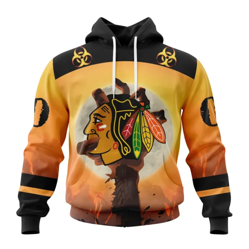 NHL Chicago Blackhawks Special Zombie Design For Halloween,QTNHL080524A1948