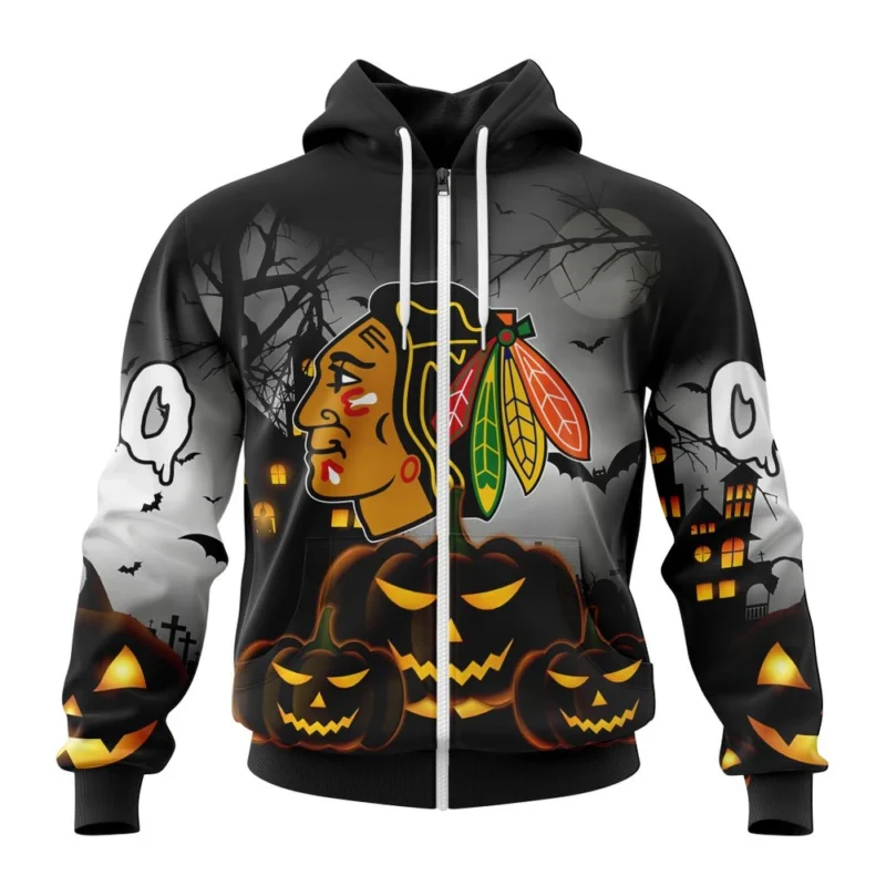 NHL Personalized Name And Number, Chicago Blackhawks Special Design For Halloween,QTNHL Personalized Name And Number,080524B2006