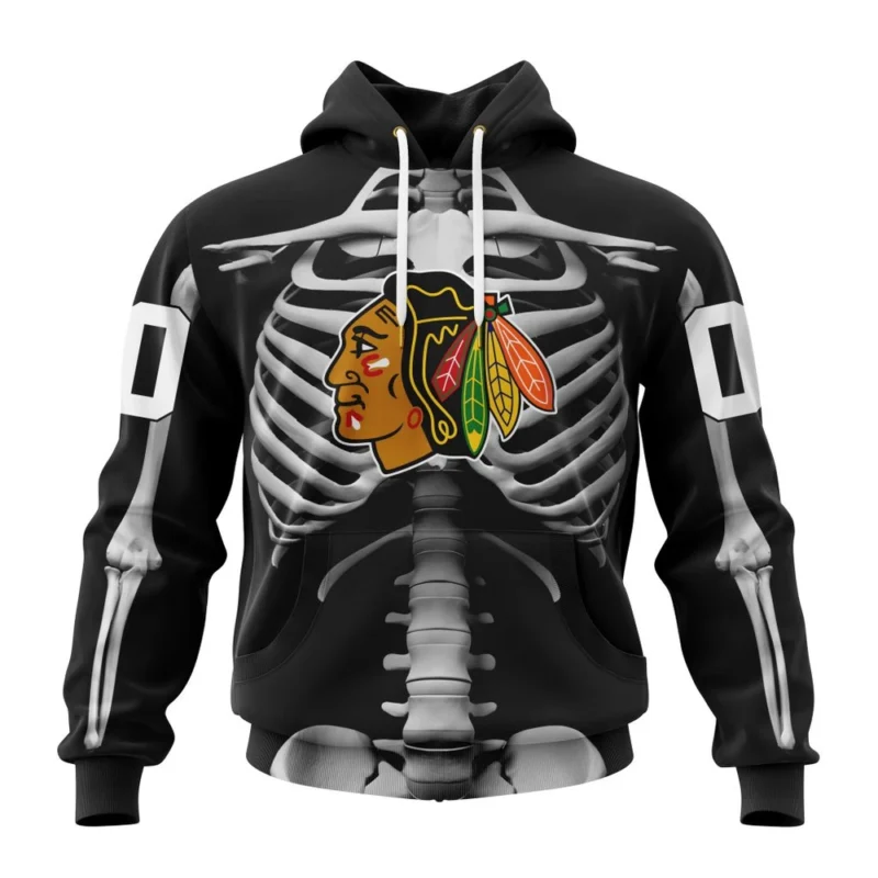 NHL Chicago Blackhawks Special Skeleton Costume For Halloween,QTNHL080524A2037