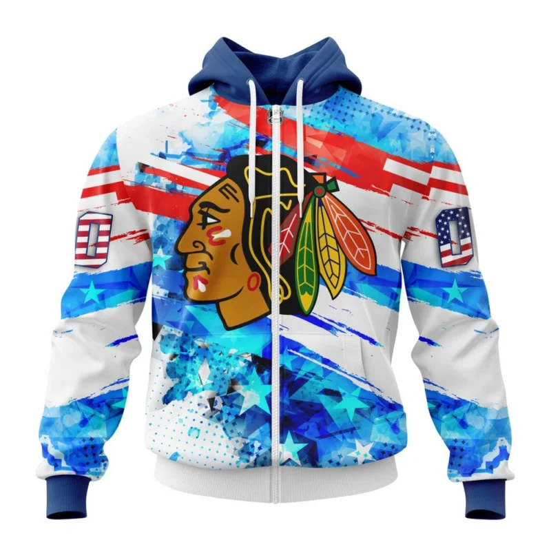 Chicago Blackhawks, Special Concept For Independence Day,QTNHL Personalized Name And Number,080524B2154