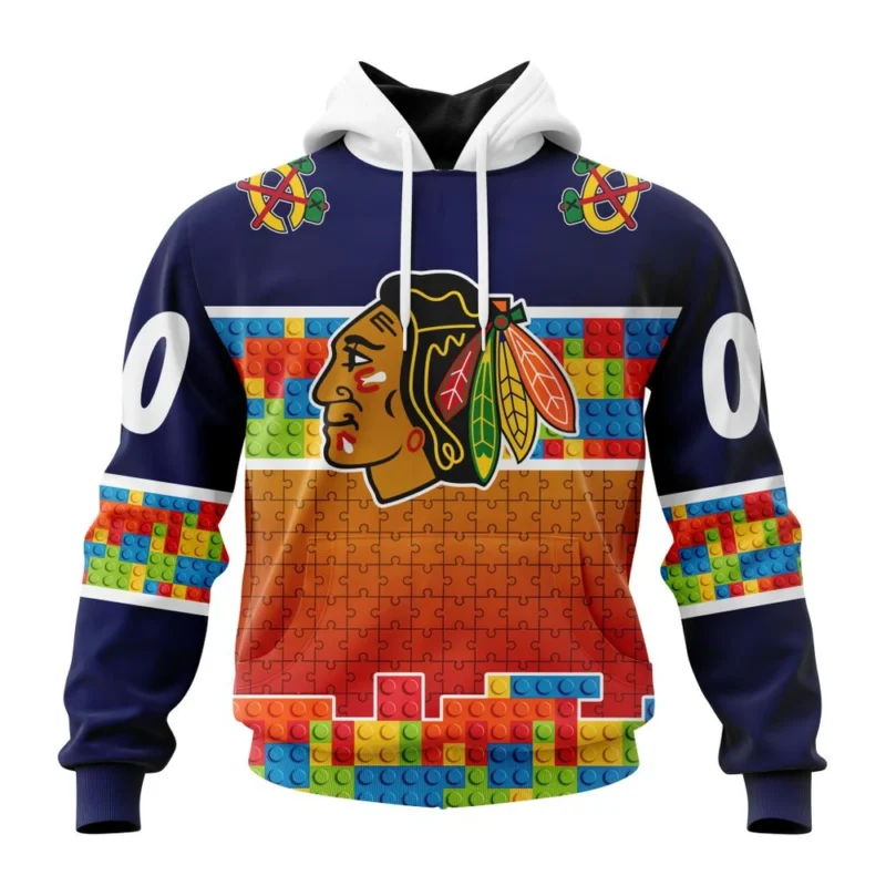 NHL Chicago Blackhawks Special Autism Awareness Design ,QTNHL080524A2247