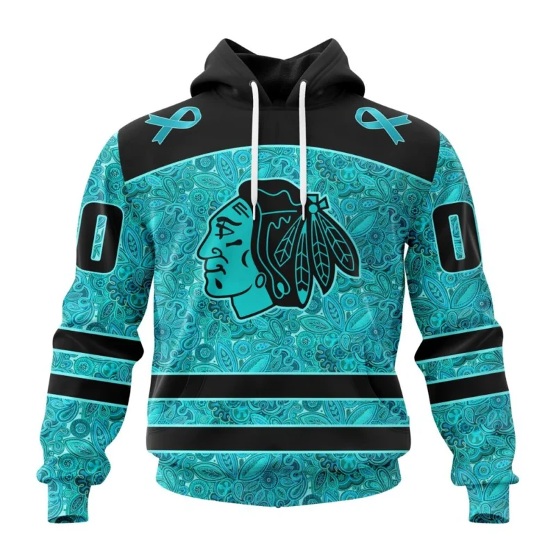 NHL Chicago Blackhawks Special Design Fight Ovarian Cancer,QTNHL080524A2429