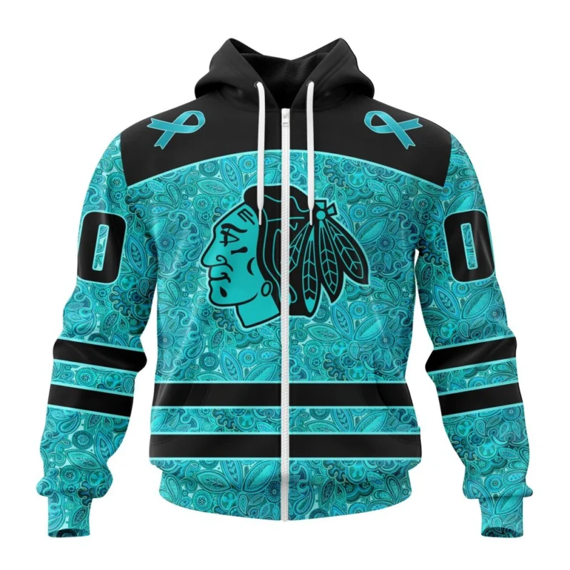 NHL Personalized Name And Number, Chicago Blackhawks Special Design Fight Ovarian Cancer,QTNHL Personalized Name And Number,080524B2429