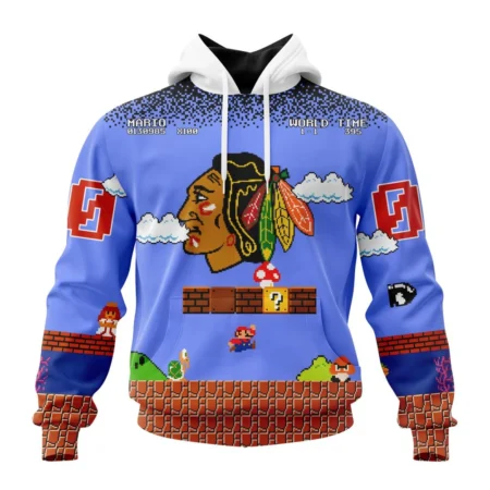 NHL Chicago Blackhawks Special Kits With Super Mario Game Design,QTNHL080524A2456