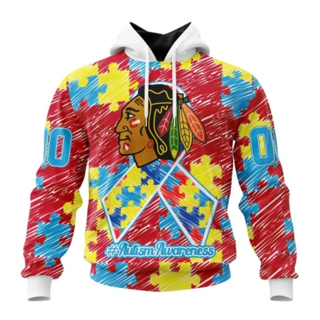 NHL Chicago Blackhawks Special Autism Awareness Design,QTNHL080524A2485