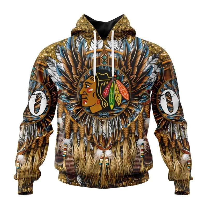 NHL Chicago Blackhawks Special Native Costume Design,QTNHL080524A2748