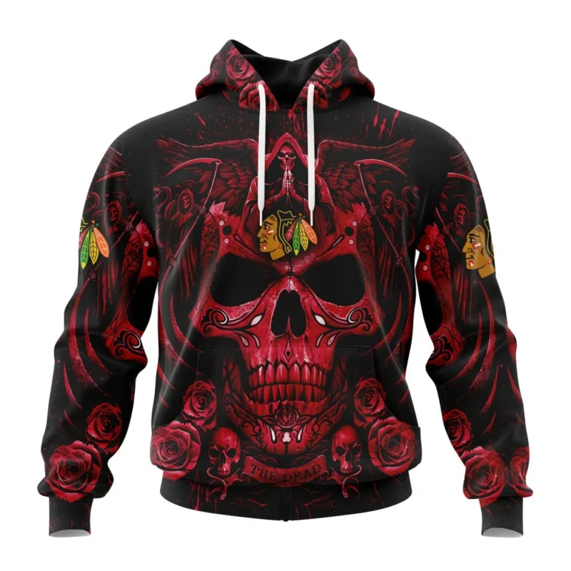 NHL Chicago Blackhawks Special Design With Skull Art,QTNHL080524A3132