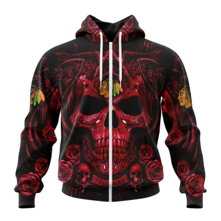 NHL Chicago Blackhawks Special Design With Skull Art,QTNHL 080524B3132