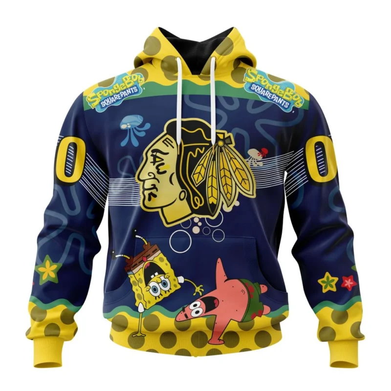 NHL Chicago Blackhawks, Specialized Jersey With Spongebob,QTNHL080524A3334