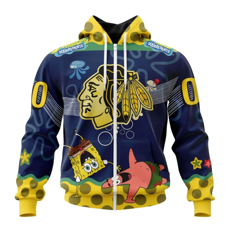 NHL Chicago Blackhawks, Specialized Jersey With Spongebob,QTNHL 080524B3334