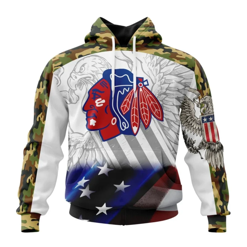 NHL Chicago Blackhawks, Specialized Design With Our America Flag And Our America Eagle,QTNHL080524A3453