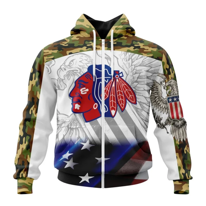 NHL Chicago Blackhawks, Specialized Design With Our America Flag And Our America Eagle,QTNHL 080524B3453