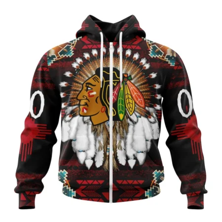 NHL Personalized Name And Number, Chicago Blackhawks Special Native Costume Design,QTNHL Personalized Name And Number,080524B35