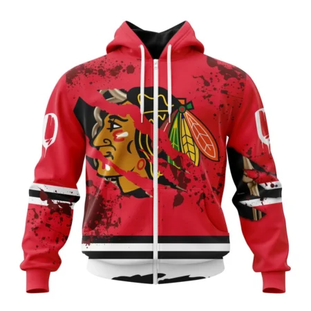 NHL Chicago Blackhawks, Specialized Design Jersey With Your Ribs For Halloween,QTNHL 080524B3514