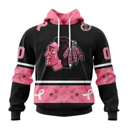 NHL Chicago Blackhawks, Specialized Design In Classic Style With Paisley, In October We Wear Pink Breast Cancer,QTNHL080524A3600