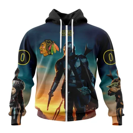 NHL Personalized Name And Number, Chicago Blackhawks Special Star Wars The Mandalorian Design,QTNHL Personalized Name And Number,080524B714