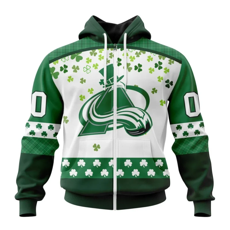 NHL Personalized Name And Number, Colorado Avalanche Special Design For St. Patrick Day,QTNHL Personalized Name And Number,080524B1257