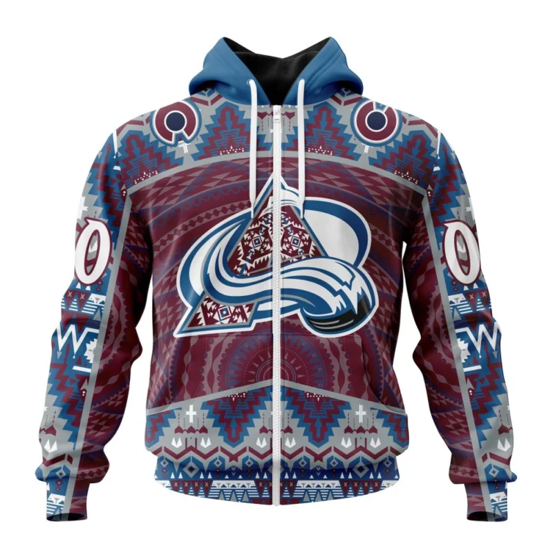 NHL Personalized Name And Number, Colorado Avalanche Special Design With Native Pattern,QTNHL Personalized Name And Number,080524B1334