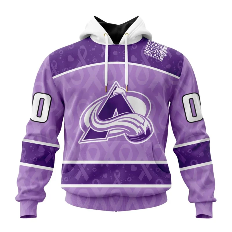 NHL Colorado Avalanche New Lavender Hockey Fight Cancer,QTNHL080524A1494