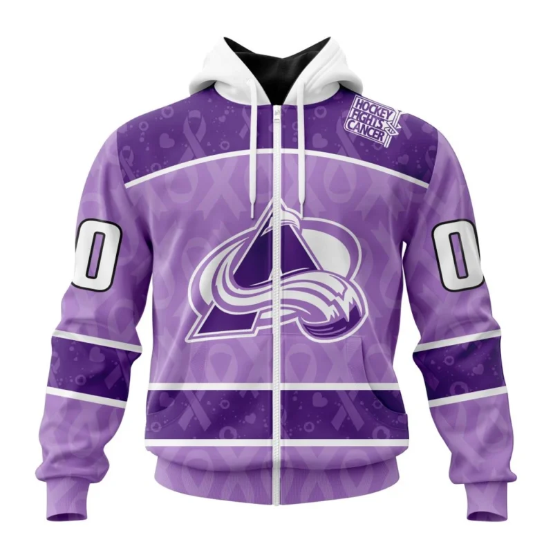 NHL Personalized Name And Number, Colorado Avalanche New Lavender Hockey Fight Cancer,QTNHL Personalized Name And Number,080524B1494