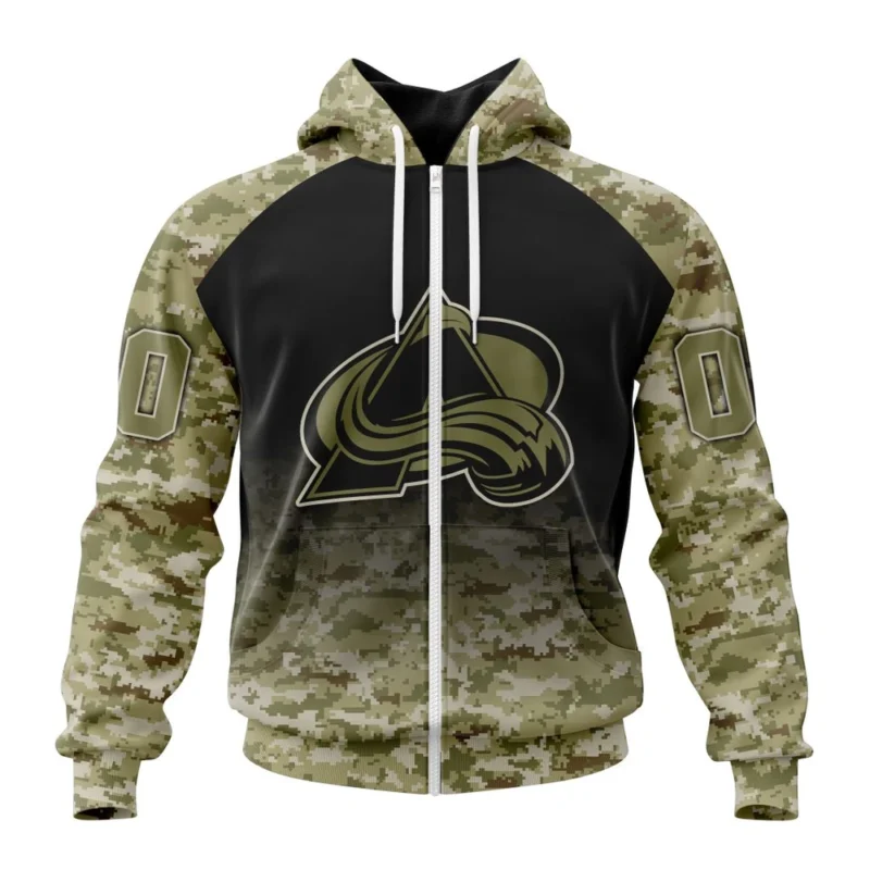 NHL Personalized Name And Number, Colorado Avalanche Special Camo Design For Veterans Day,QTNHL Personalized Name And Number,080524B1788