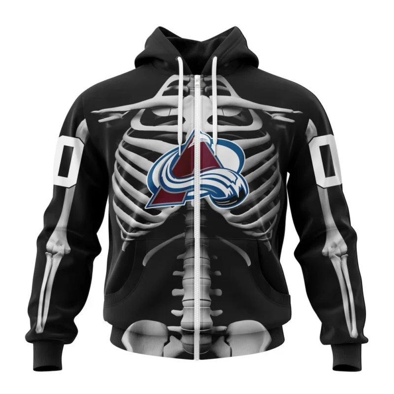 NHL Personalized Name And Number, Colorado Avalanche Special Skeleton Costume For Halloween,QTNHL Personalized Name And Number,080524B2038