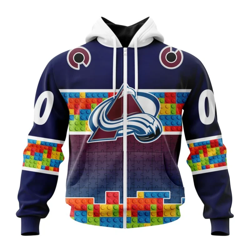 NHL Personalized Name And Number, Colorado Avalanche Special Autism Awareness Design ,QTNHL Personalized Name And Number,080524B2249