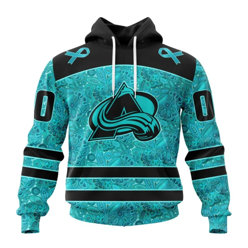 NHL Colorado Avalanche Special Design Fight Ovarian Cancer,QTNHL080524A2430