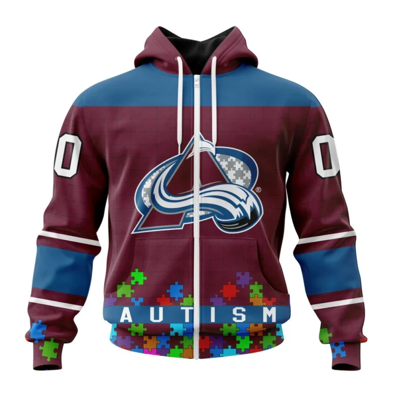 NHL Personalized Name And Number, Colorado Avalanche, Specialized Unisex Kits Hockey Fights Against Autism,QTNHL Personalized Name And Number,080524B2670